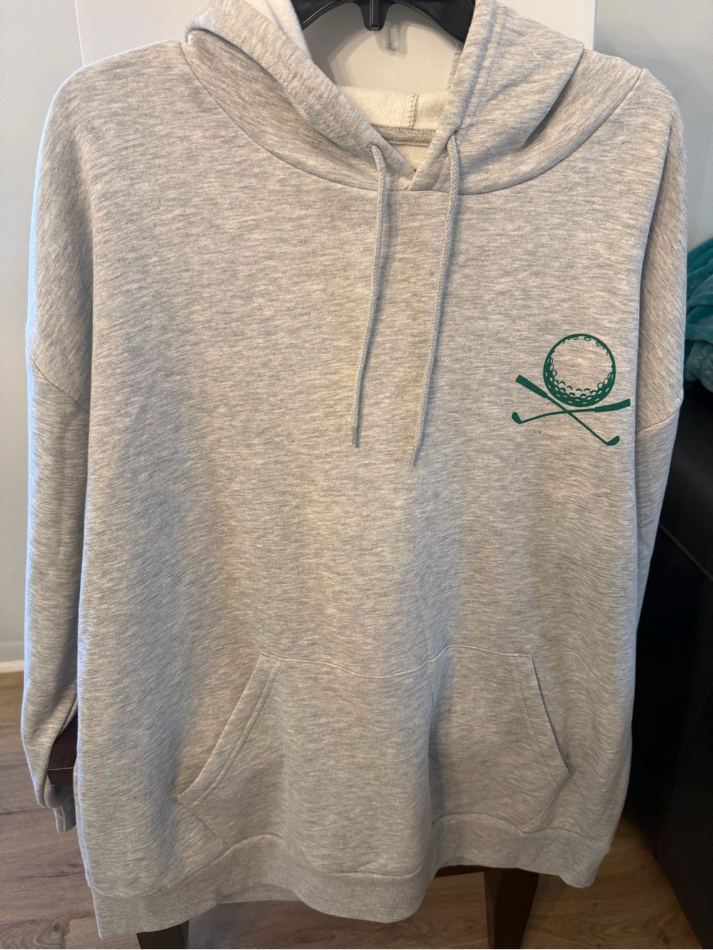 Hybrid Light Gray Hoodie with Green Golf Emblem